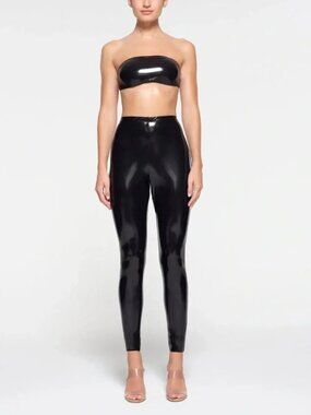 NWT Skims Stretch Vinyl Coated Leggings XS Glossy Black PU Shine (K738)